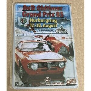 GRAND PRIX 85 Sign AvD - Alfa Romeo 1985 Metal Tin Wall  12x8”